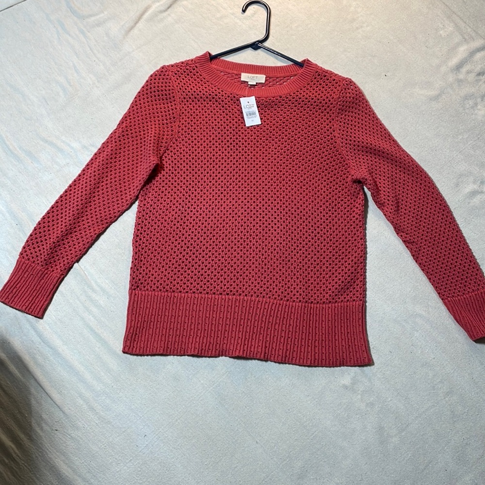Loft peachy pink king sleeve knitted sweater size M